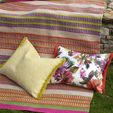 Indlæs billede til gallerivisning Designers Guild Pompano Acacia Outdoor Cushion on Outdoor Rug