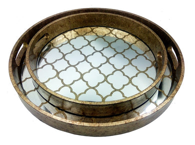 Burgundy Round Mirrored Tray, 2 Sizes