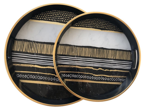 Ethnic Round Mirror Tray, 2 Sizes