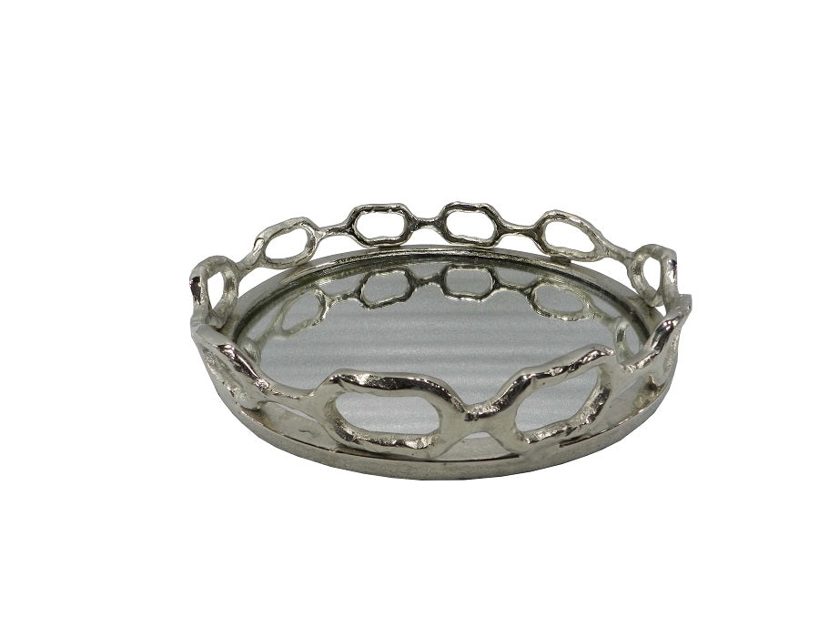 Link Round Mirror Tray with Nickel, 2 sizes