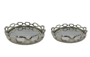 Link Round Mirror Tray with Nickel, 2 sizes