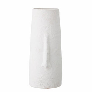 Large White Vase with Facial Features