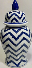 Load image into Gallery viewer, Chevron Blue &amp; White Ginger Jar