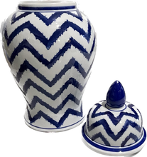 Indlæs billede til gallerivisning Chevron Blue &amp; White Ginger Jar