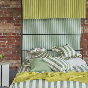 Designers Guild Berkeley Stripe Celadon Cushion on Bed