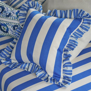 Designers Guild Berkeley Stripe Cobalt Cushion Front Detail