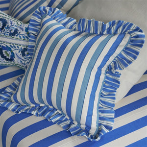 Designers Guild Berkeley Stripe Cobalt Cushion Reverse Detail