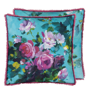 Designers Guild Bouquet de Roses Turquoise Cushion