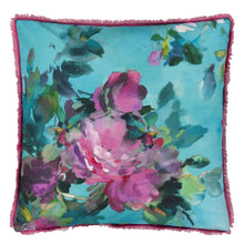 Load image into Gallery viewer, Designers Guild Bouquet de Roses Turquoise Cushion