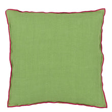 Indlæs billede til gallerivisning Designers_Guild_Brera_Lino_Cerise_Grass_Cushion_Reverse