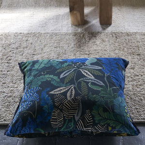 Designers Guild Brocart Décoratif Velours Indigo Cushion Reverse on Area Rug