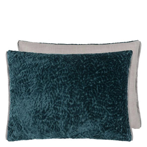 Designers Guild Cartouche Teal Velvet Cushion