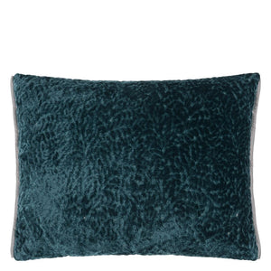 Designers Guild Cartouche Teal Velvet Cushion Front