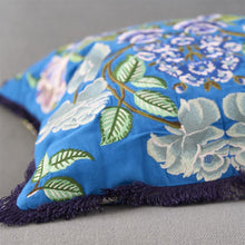 Load image into Gallery viewer, Eleonora Embroidered Cobalt Cushion close up details, by Designers Guild