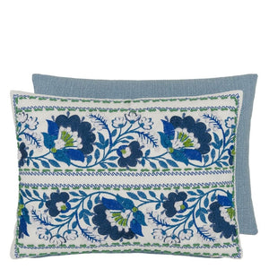 Designers Guild Enamel Floral Indigo Cotton Cushion