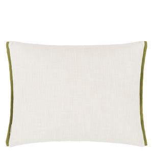 Foglia Decorativa Embroidered Moss Cushion reverse, by Designers Guild