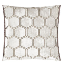 Indlæs billede til gallerivisning Manipur Oyster Velvet Cushion front, by Designers Guild