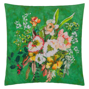 Designers Guild Margaretta Linen Emerald Cushion