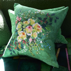 Designers Guild Margaretta Linen Emerald Cushion