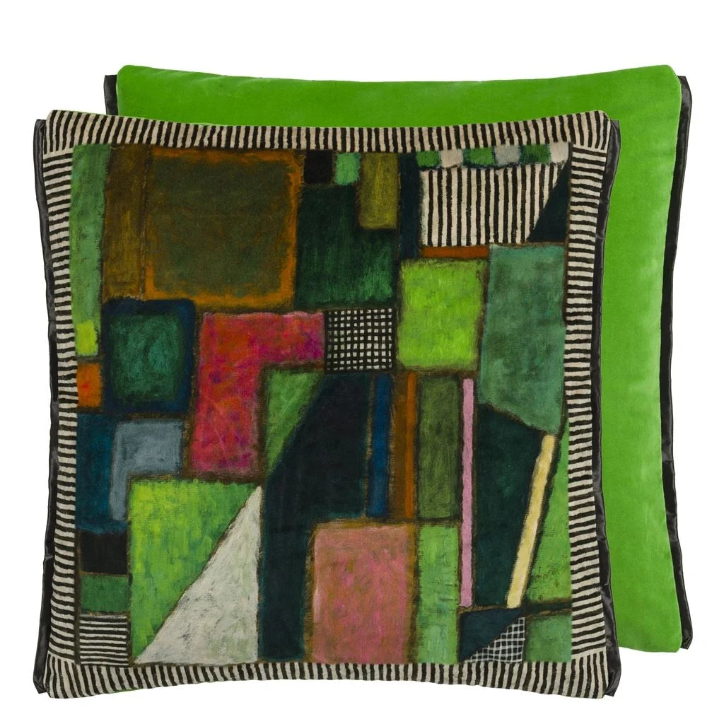 Designers Guild Raku Patchwork Emerald Velour Cushion 