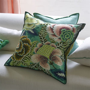 Designers Guild Rose de Damas Jade Cushion