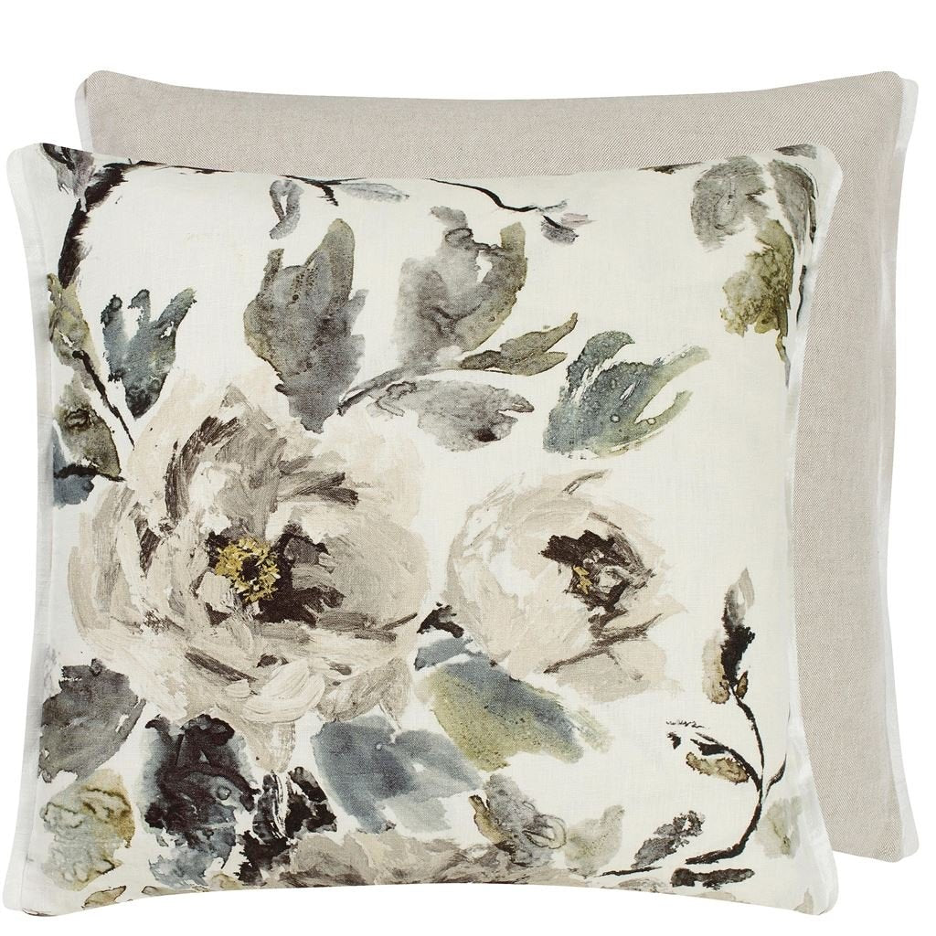 Shanghai Garden Ecru Linen Cushion, by Designers Guild