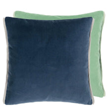 Load image into Gallery viewer, Designers Guild Varese Cadet &amp; Pale Jade Velvet Cushion