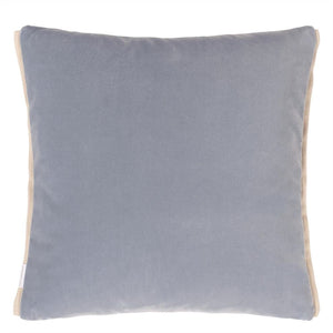 Varese Indigo & Smoke Velvet Cushion reverse, by Designers Guild