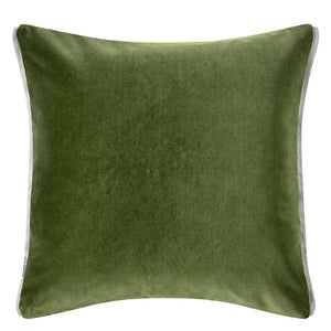 Varese Lime & Fir Cushion reverse, by Designers Guild, cotton velvet