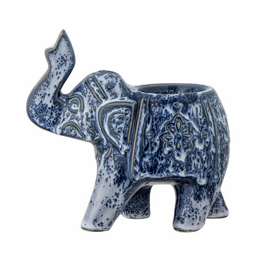 Elephant Blue Stoneware Votive