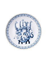 Load image into Gallery viewer, Blue &amp; White Porcelain wall plate with elephant and giraffes