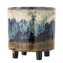 Load image into Gallery viewer, Imoa Blue Stoneware Flowerpot