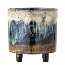 Load image into Gallery viewer, Imoa Blue Stoneware Flowerpot