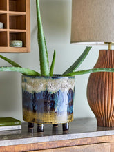 Load image into Gallery viewer, Imoa Blue Stoneware Flowerpot