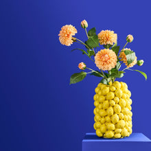 Load image into Gallery viewer, Yellow lemon trend vase covered in various size lemons in ceramic