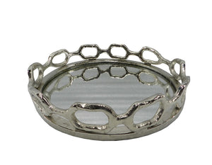 Round Mirrored Nickel Tray