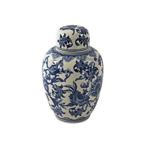 Noud White & Blue Porcelain Vase, with lid