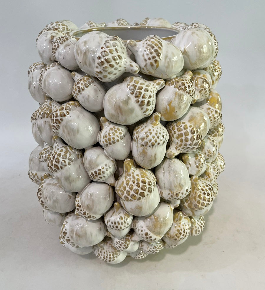 Off White Ceramic Acorn Vase