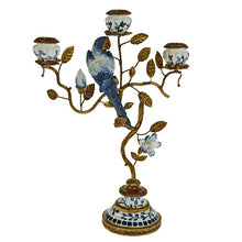 Load image into Gallery viewer, Parrot Candle Holder, Blue and White