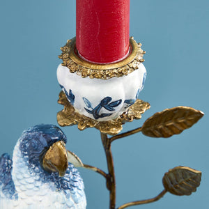 Parrot Candle Holder, Blue and White