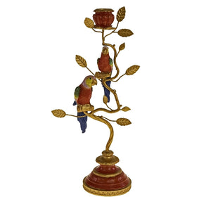 Parrot Candle Holder, Red & Gold