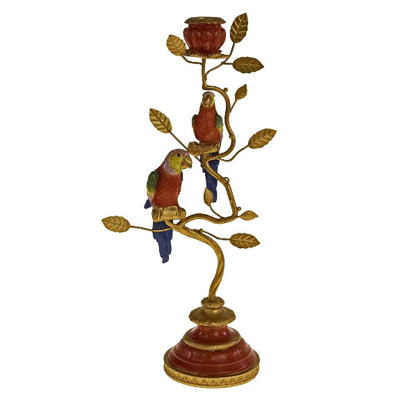 Parrot Candle Holder, Red & Gold