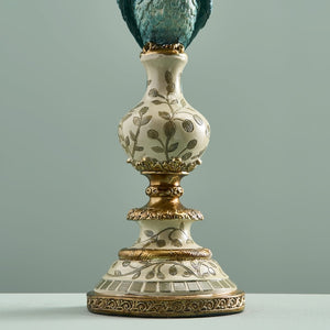 Parrot Candle Holder, Turquoise details of base