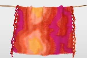 Pink Tie-Dye Mohair Wool Throw Blanket