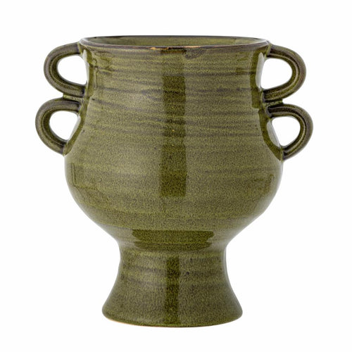 Raia Green Stoneware Flowerpot