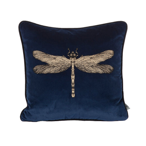 Timorous Beasties Dragonfly Navy Velvet Cushion Front