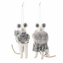 Load image into Gallery viewer, White_Grey_Hygge_Mice_Couple_Christmas_Ornaments